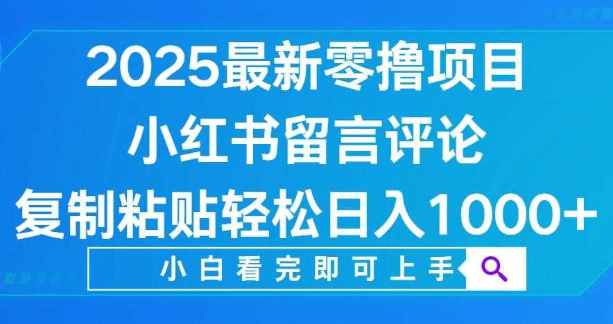 小红书留言评论,2025最新零撸项目,复制粘贴即可赚钱,轻松日入1000+